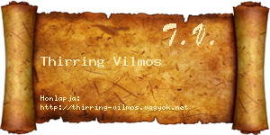 Thirring Vilmos névjegykártya